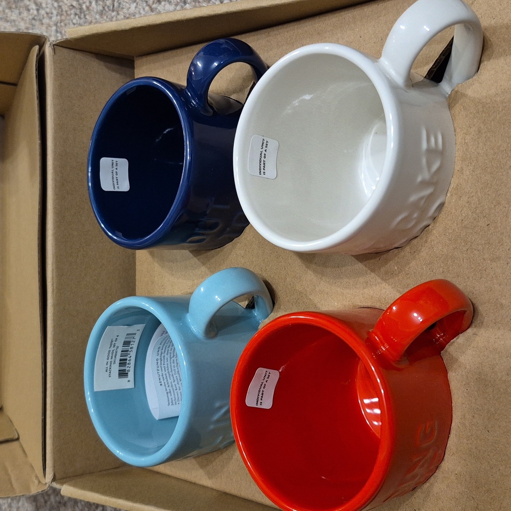 Kate Spade Lenox "All In Good Taste" Stacking Mugs Set of 4 New In Box